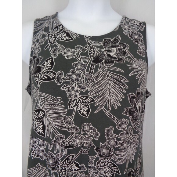 J Jill Wearever Collection Gray Black Floral Sleeveless Midi Dress Size Medium - Picture 3 of 7